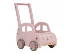 LITTLE DUTCH Chodítko auto dřevěné - Růžové