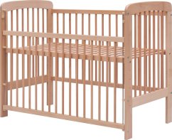 SCARLETT Detská postieľka so stiahateľnou bočnicou - MÍŠA (buk) - 120 x 60 cm - prírodná 120 x 60 cm