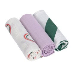 Lässig Bavlněné pleny Swaddle Burp blanket 85x85 Happy Rascals - levanduľová