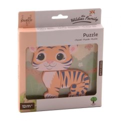 JOUÉCO Rodina Wildies drevené mini puzzle 12m+ - Rodina Wildies drevené mini puzzle Tiger 12m+