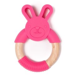Kousátko B-TEETHER ANIMAL WOOD - Růžový králík
