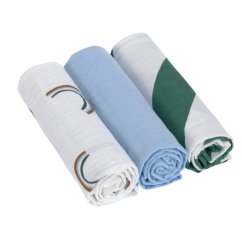 Lässig Bavlnené plienky Swaddle Burp deka 85x85 Happy Rascals - nebesky modrá.