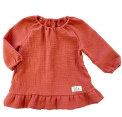 PINKIE šatičky Bellou Muslin - Brick 62-68