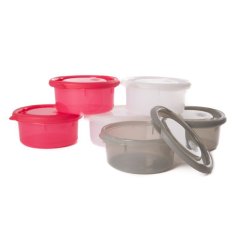 BO JUNGLE Misky s viečkami Bowls 300ml (6ks) - Ružová/Biela/Sivá.