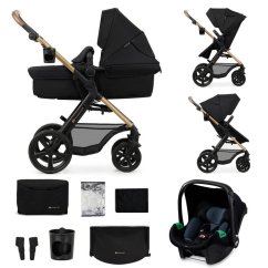 KINDERKRAFT Kombinovaný kočárek Moov 2 3v1, pěnová kola - Pure Black