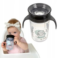 AKUKU Nevyliaty hrnček s úchytmi I LOVE 240 ml - I love Daddy transparentný/čierny