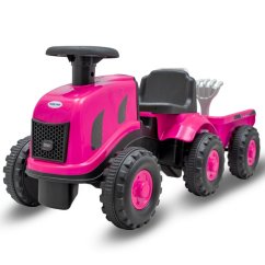 BABY MIX Detské odrážedlo traktor s vlečkou Benny - Rúžový