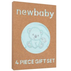 NEW BABY 4-dielna kojenecká súpravička do pôrodnice Sweet Bear - vel. 56 modrá