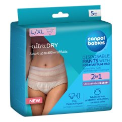 CANPOL BABIES Jednorazové poporodné nohavičky s vložkou 2v1 5ks - L/XL 5ks