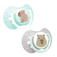 LOVI Svietiaci silikónový dynamický dudlík CAPICHILL 18m+ 2ks - chlapec