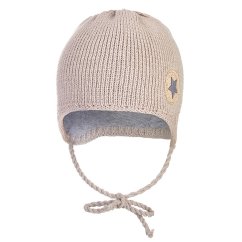 LITTLE ANGEL Pletená čepice so zaväzovaním LA Outlast ® - cappuccino Veľ. 2 | 39-41 cm