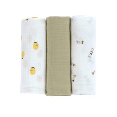 LÄSSIG Swaddle Burp deka 85x85 Šťastné ovoce, 3 ks - citrón