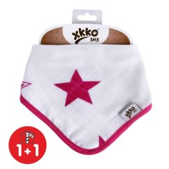 KIKKO Detský slintáček bambusový Stars BMB - Magenta Stars