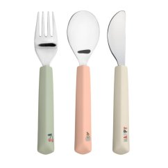 LÄSSIG Detský príbor Cutlery with Silicone Handle 3ks Šťastné ovocie - čerešňa