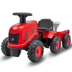 BABY MIX Detské odrážedlo traktor s vlečkou Benny - Červený
