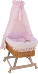 Prútený košík pre bábätko - Prútený koš pre bábätko s nebom Méďa - ružová.