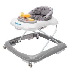 Detské chodítko Baby Mix s volantom a silikónovými kolieskami - Tmavo šedé