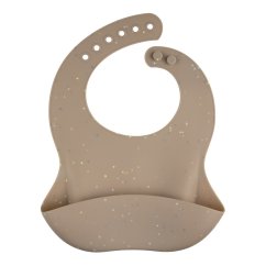 CANPOL BABIES Silikónový bryndák s kapsou DOTS - DOTS béžový.