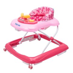 Detské chodítko Baby Mix s volantom a silikónovými kolieskami - Rúžové