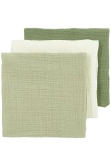 MEYCO Mušelínové pleny 3 ks balenie, 70x70 cm - Natural/soft olive/olive green