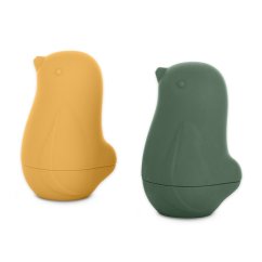 PETITE&MARS Hračky silikonové do koupele Love birds 6m+ - Ochre Green-PETITE&MARS Hračky silikónové do kúpeľa Love birds 6m+ - Okerová zelená