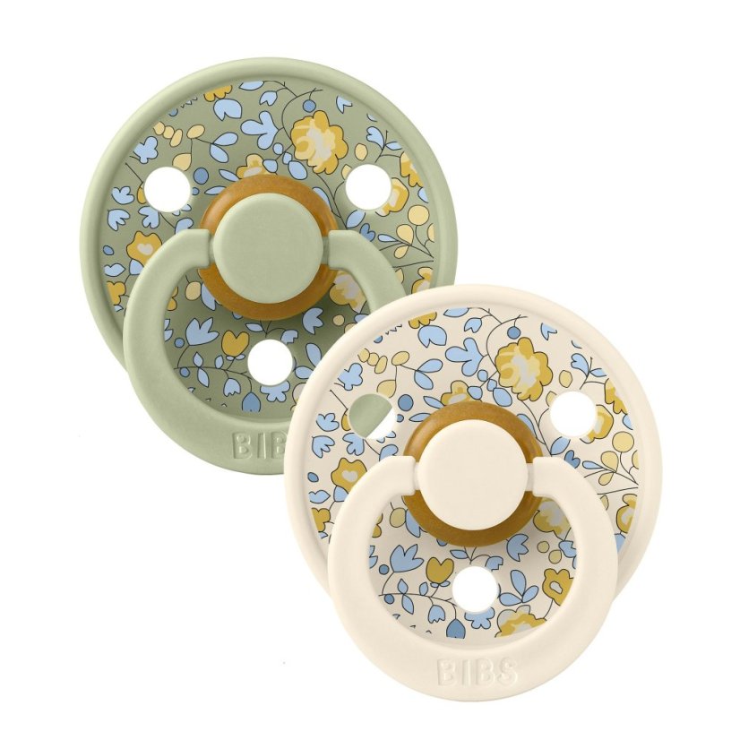 BIBS x LIBERTY Colour Cumlík z prírodného kaučuku 2ks, vel. 2 - Ivory / Sage.
