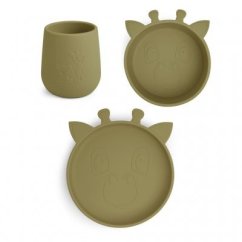 NUUROO Judi Silikónový Jedálenský set Giraf - Olive Green