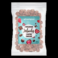 ALLNATURE Mrazom sušené jahody v mliečnej čokoláde 100 g - Mrazom sušené jahody v mliečnej čokoláde 100 g.