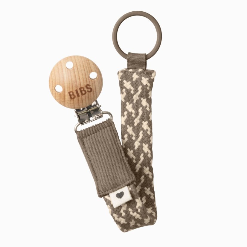 BIBS Paci Braid klip na dudlík - dark oak vanilla