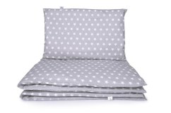 MACESHKA Povlečení Basic 135x100 cm - Povlečení Maceshka Basic Biele hviezdy v šedej.