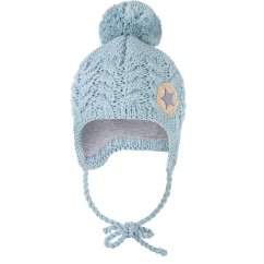 LITTLE ANGEL Pletená čepice so zaväzovaním copánky LA Outlast ® - sv. mentolová Vel. 4 | 45-48 cm