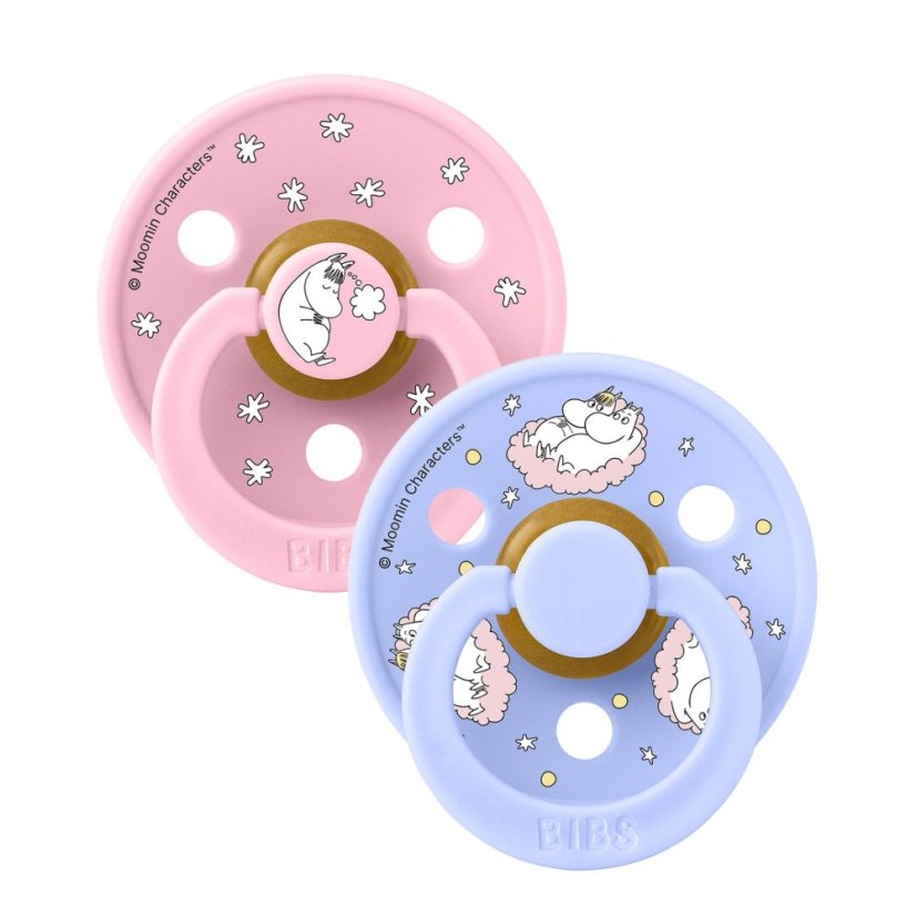 BIBS x Moomin Colour cumlíky z prírodného kaučuku 2ks - vel. 1 - Dreaming Baby Pink Mix