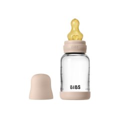 BIBS antikoliková skleněná fľaša so silikónovým cumlíkom 120ml - Blush