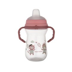 CANPOL BABIES Hrneček se silikonovým pítkem FirstCup BONJOUR PARIS 250ml - ružový