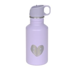 LÄSSIG Nerezová lahvička Bottle Stainless Steel Little Gang, 500 ml - srdce levandulové