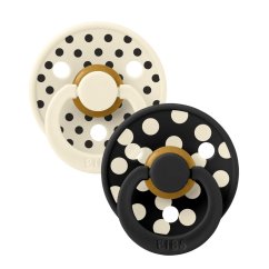 BIBS STUDIO Colour Polka anatomické dudlíky kaučuk 2ks - vel. 2 - Ivory / Black