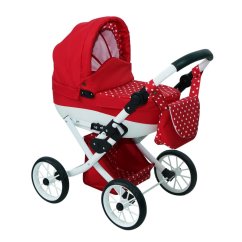 TUDORE Detský kočík pre bábiky - Červený bod na korbe č.7.