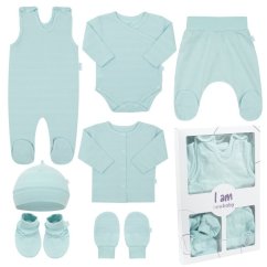 NEW BABY 7-dielna kojenecká súpravička do pôrodnice I AM - vel. 62 modrá
