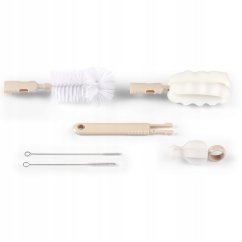 BABYONO Sada kartáčov na umývanie fliaš a cumlíkov s vymeniteľnou koncovkou - béžové