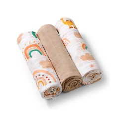 BABYONO Pleny mušelínové Super soft 3 ks - béžové