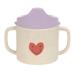 Lässig Detský hrnček s pítkem Sippy Cup PP/Cellulose Happy Rascals - Heart levandulový.