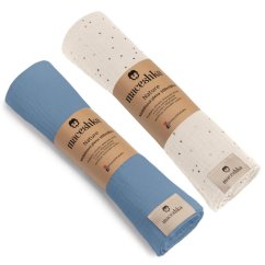 Mušelínová plena Maceshka Nature 2ks - Ecru zlatý puntík+ Jean.