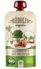 Rudolfs BIO kapsička Zelenina, ryža, kuracie mäso 110 g - kapsička Zelenina, ryža, kuracie mäso 110 g.