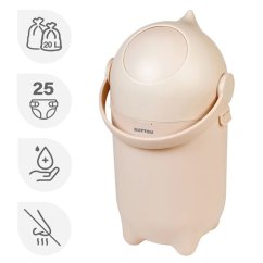 NATTOU Koš na pleny Dropy 27 cm, 20l - Dropy Béžový 27 cm, 20l