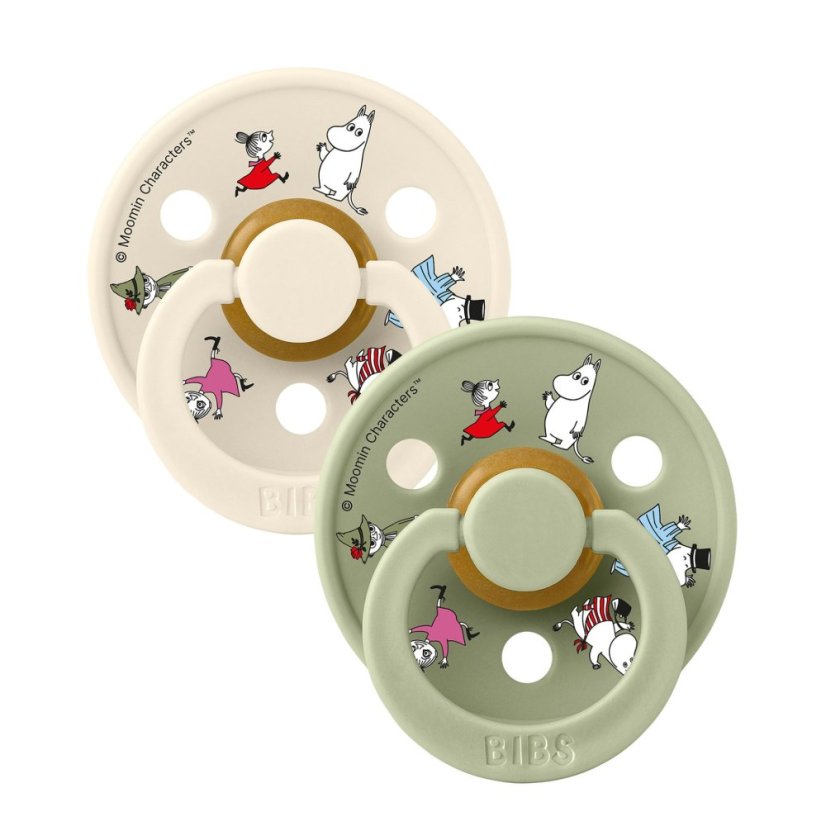 BIBS x Moomin Colour cumlíky z prírodného kaučuku 2ks - vel. 1 - Priatelia Ivory Mix