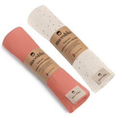 Mušelínová plena Maceshka Nature 2ks - Ecru zlatý puntík+ Marsala.