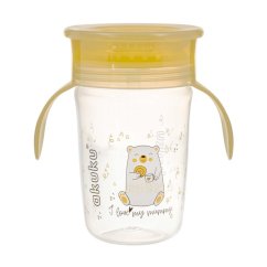 AKUKU Nevyliaty hrnček s úchytmi I LOVE 240 ml - I love Mummy transparentný/žltý