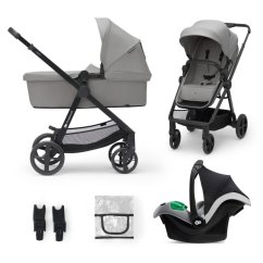 KINDERKRAFT Kombinovaný kočárek 3v1 Newly + Autosedačka Mink PRO - Moonlight grey + Mink PRO