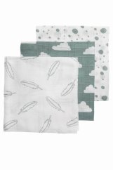 MEYCO Plienky 3-balenie, 70x70 cm - Feathers-clouds-dots stone green/white