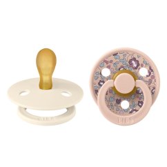 BIBS x LIBERTY Colour Symetrické cumlíky z prírodného kaučuku 2ks - veľ. 1 - Ivory / Blush